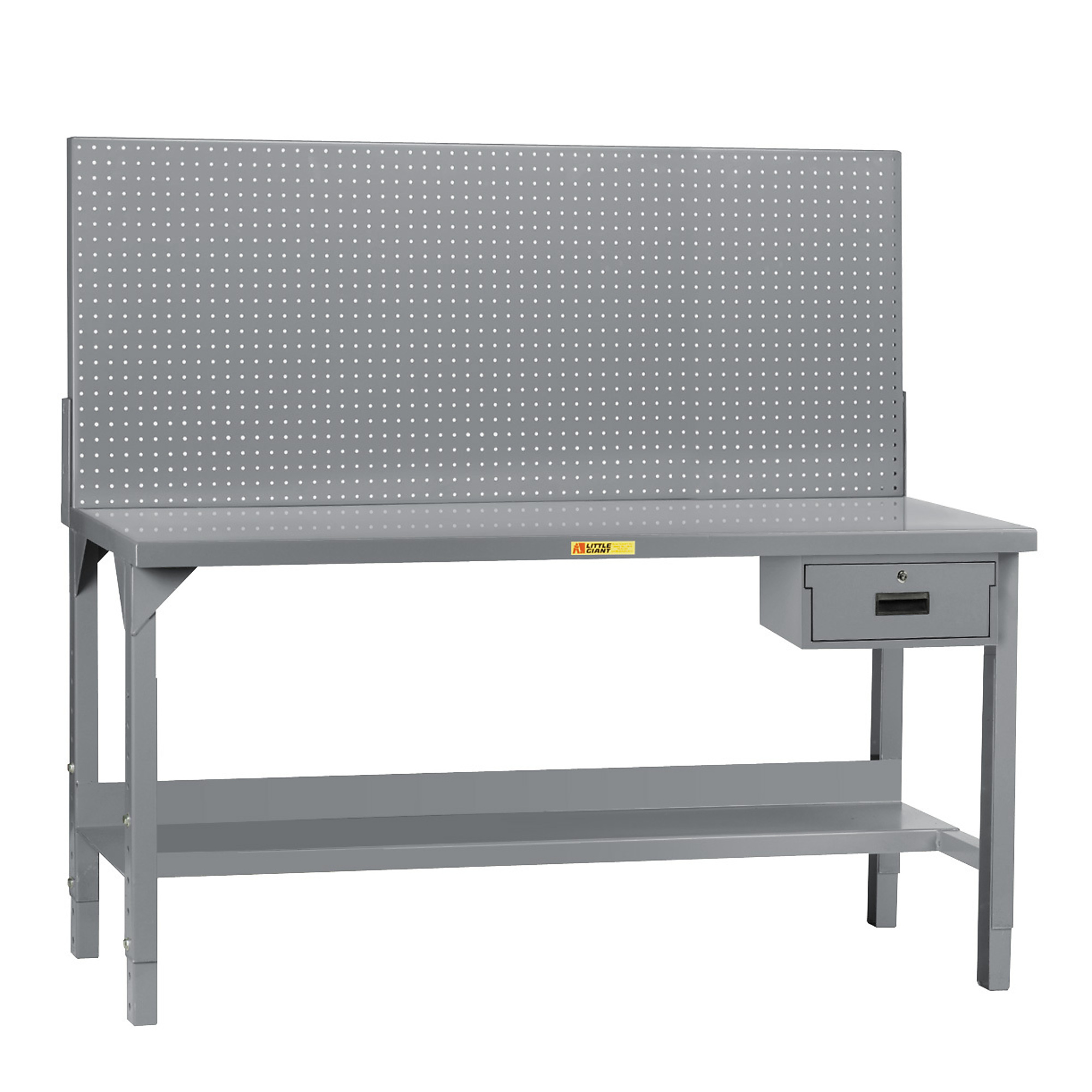 Little Giant Adjustable Height Welded Workbench - 48in. x 24in., 5000-Lb. Capacity, Pegboard Panel, Locking Drawer, Model# WST2-2448AHPBDR
